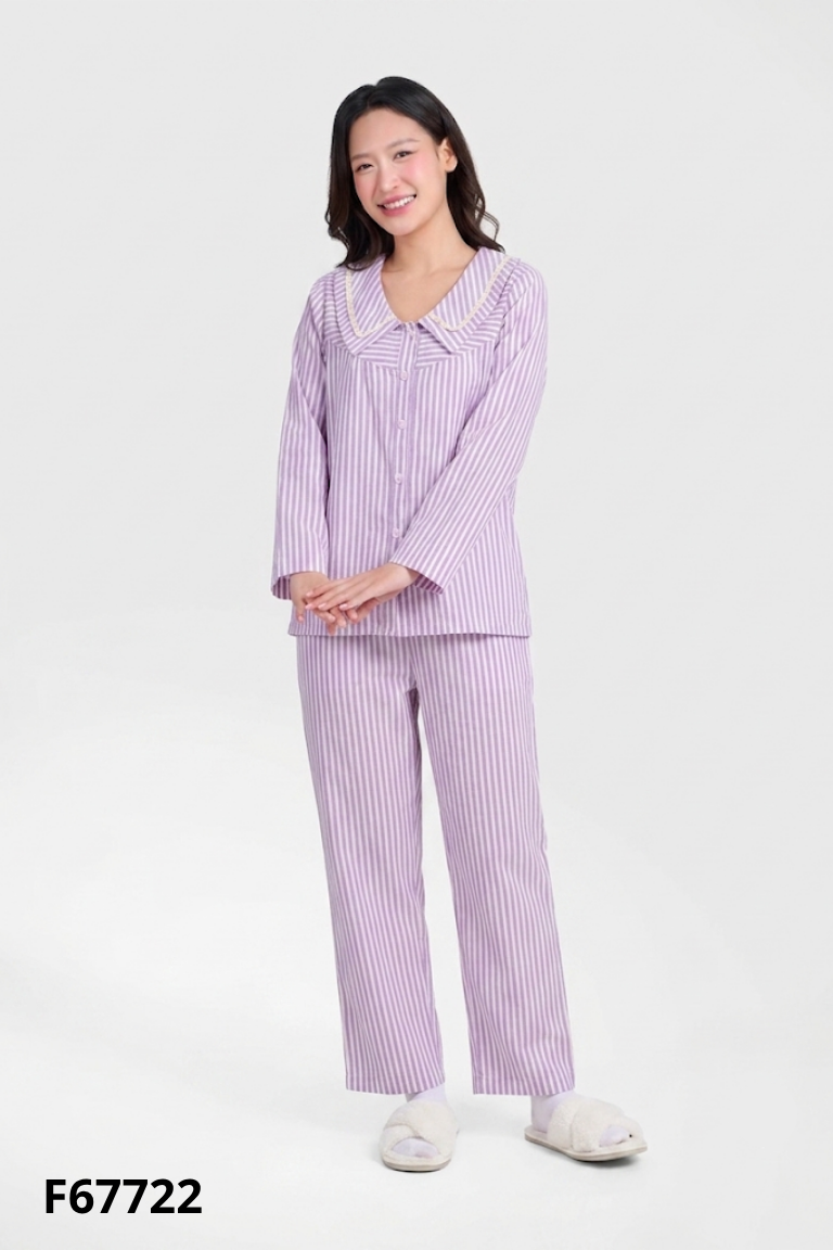 Set bộ ngủ hồng kẻ+quần