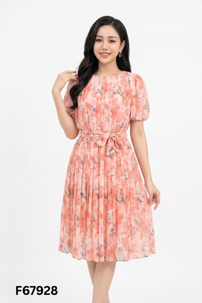 Váy hồng hoa IVY MODA xếp ly