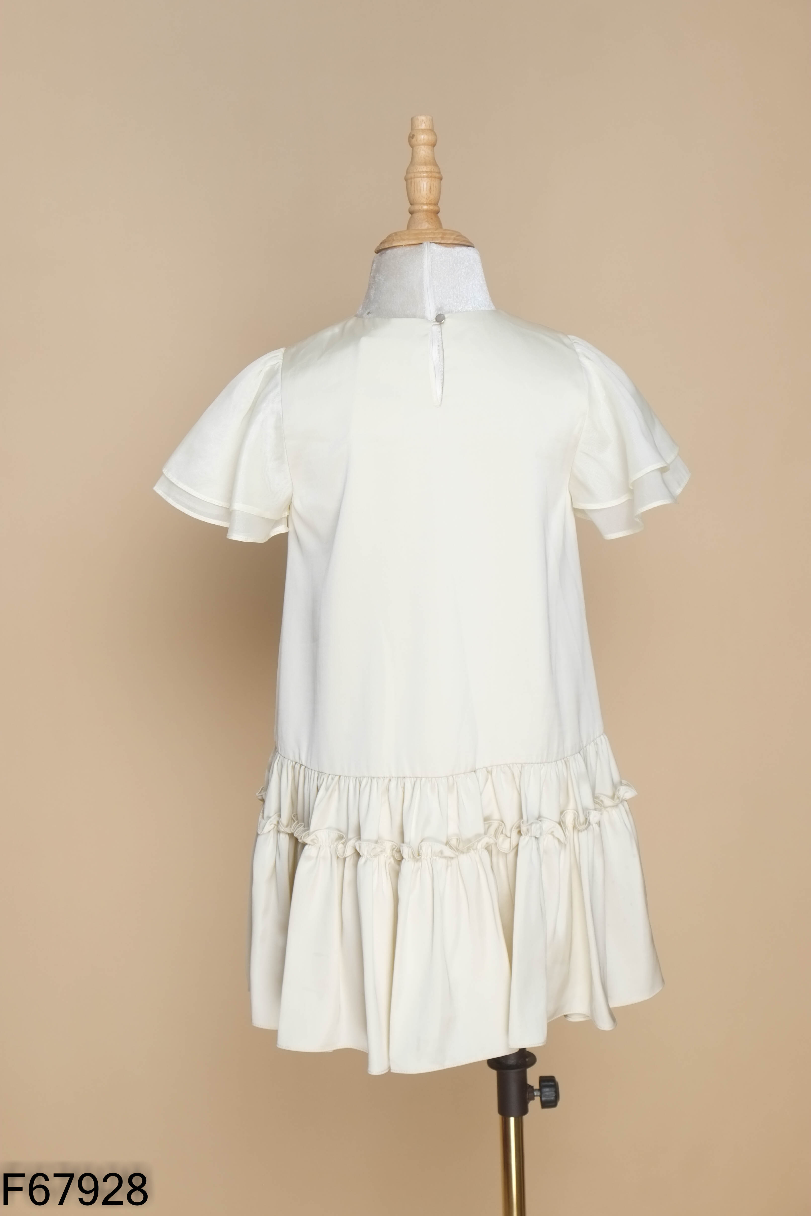 Váy lụa be IVY MODA phối hoa KIDS