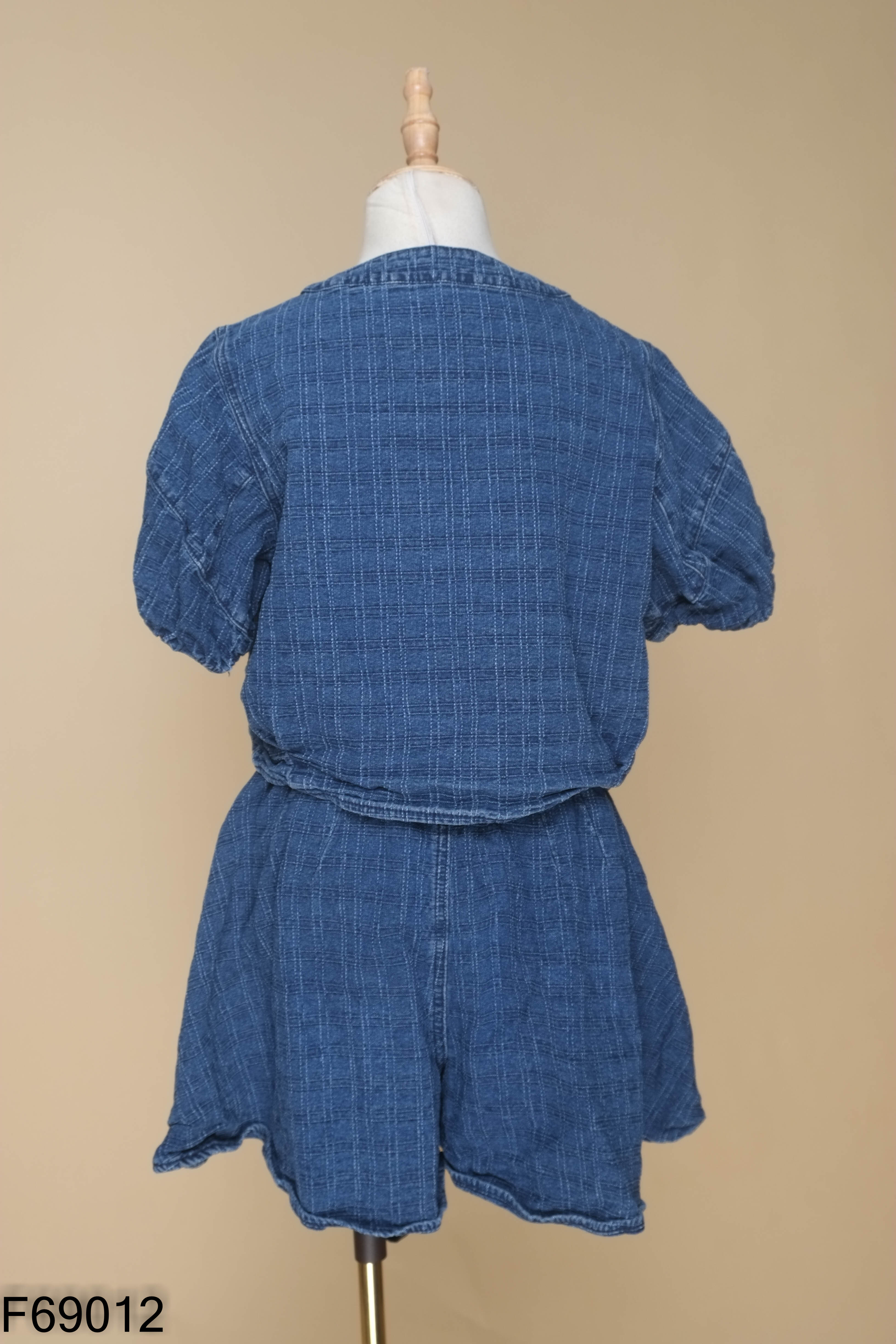Set Áo jeans xanh phối cúc + quần shorts