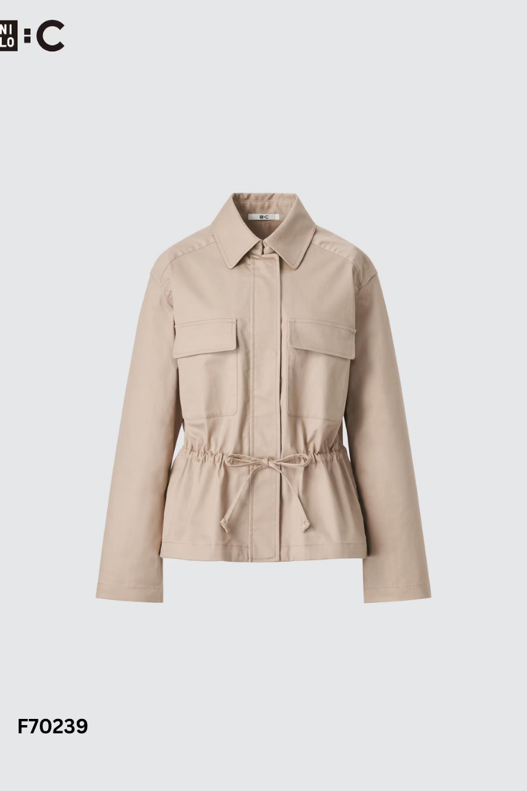 Áo khoác nâu kaki UNIQLO chun eo