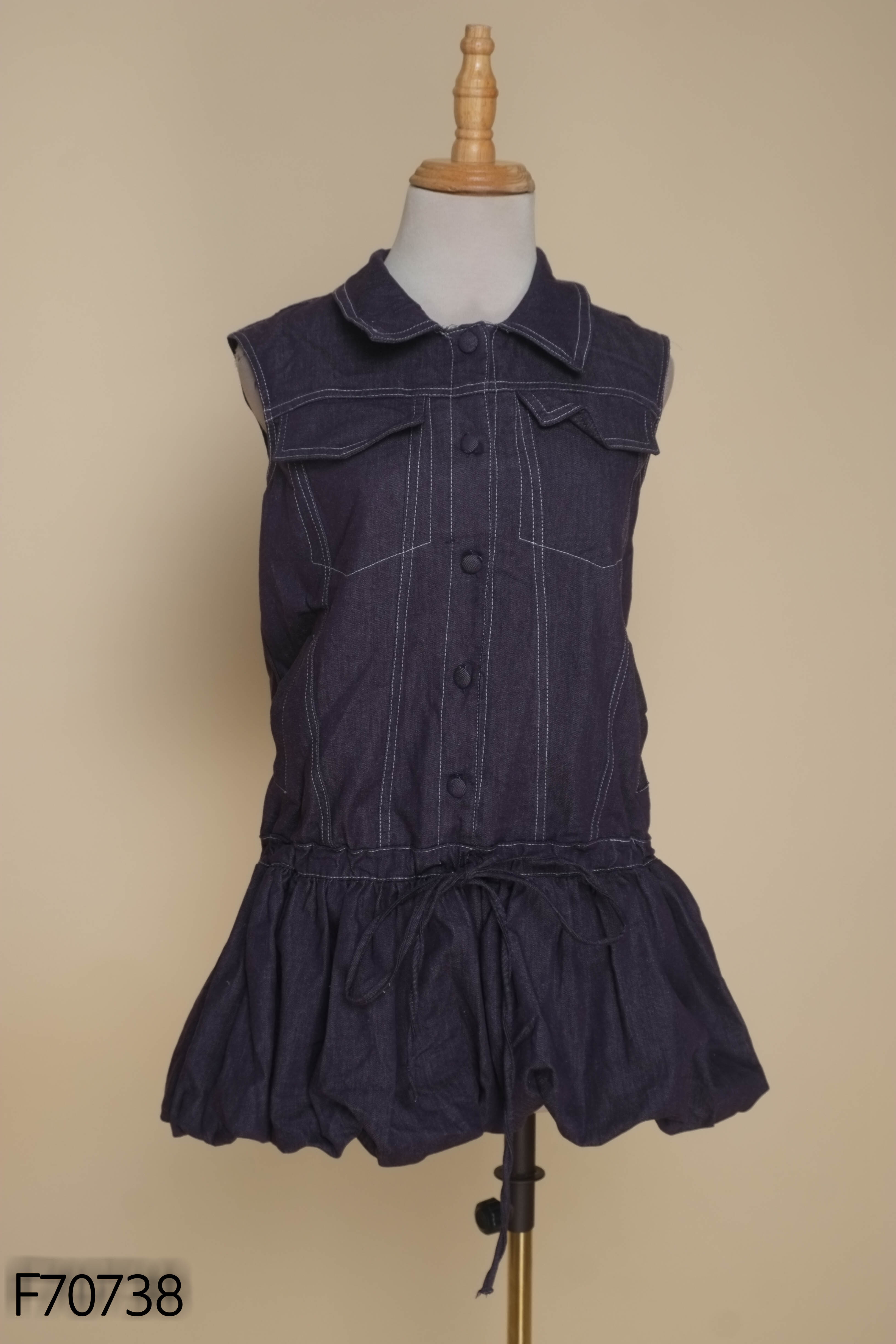 Váy jeans xanh dáng bí