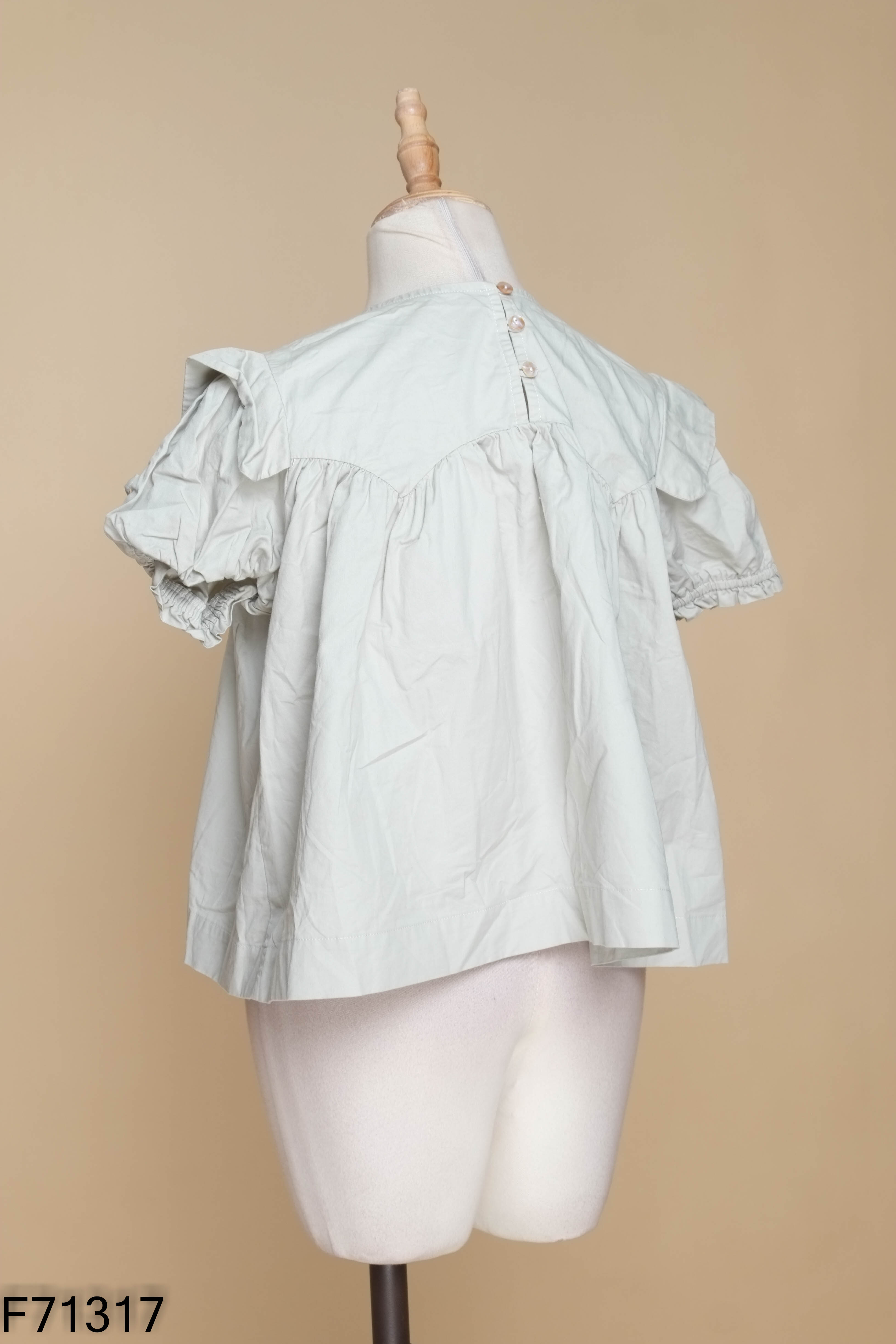 Áo babydoll xanh bo tay