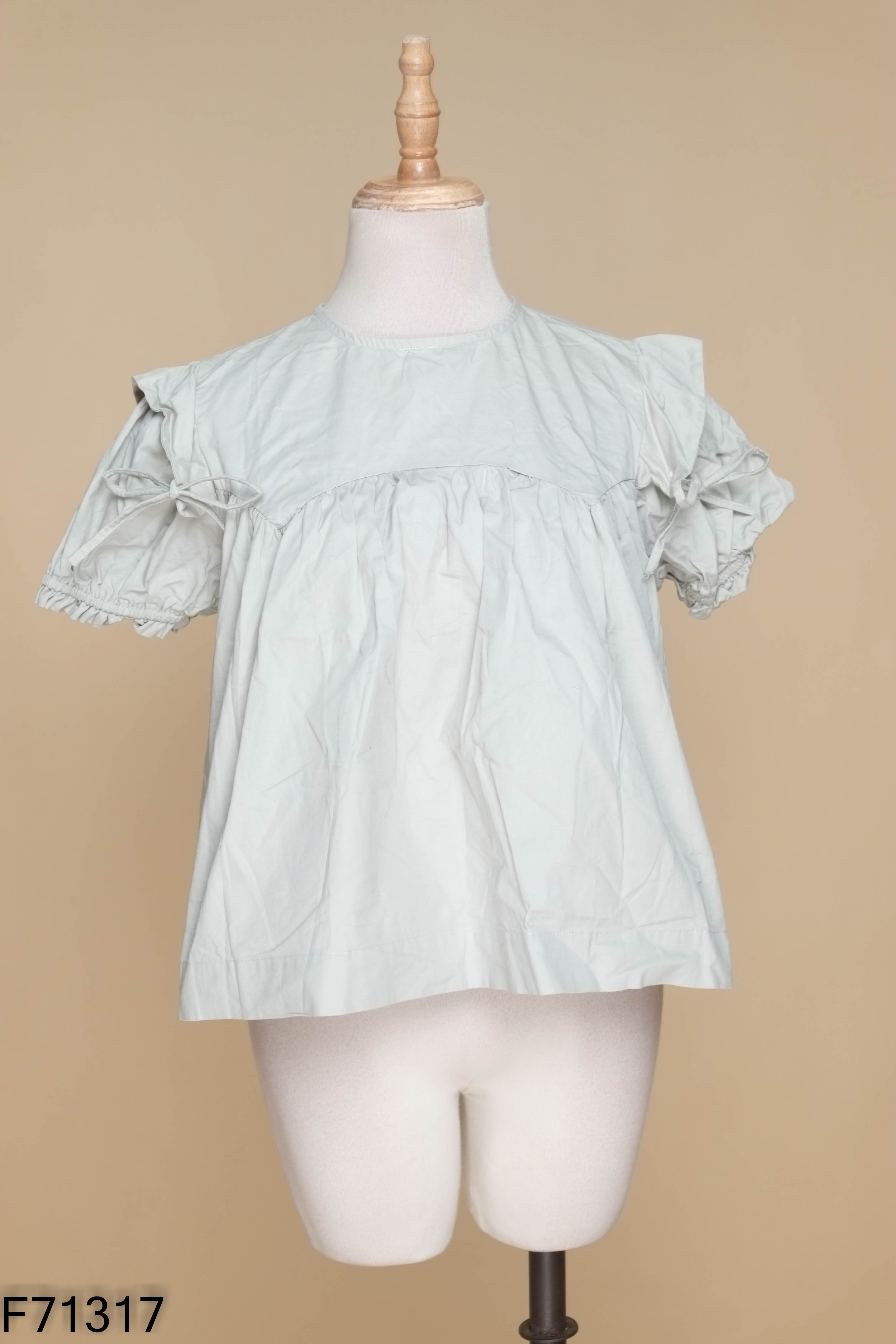 Áo babydoll xanh bo tay