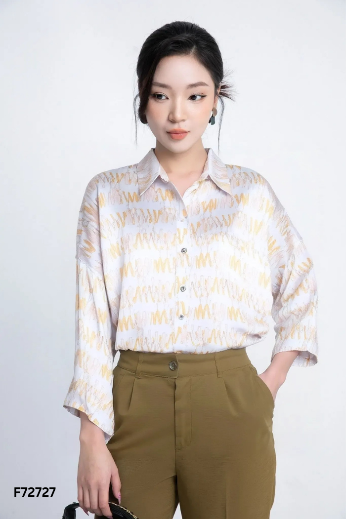Áo sơ mi NEM xanh họa tiết