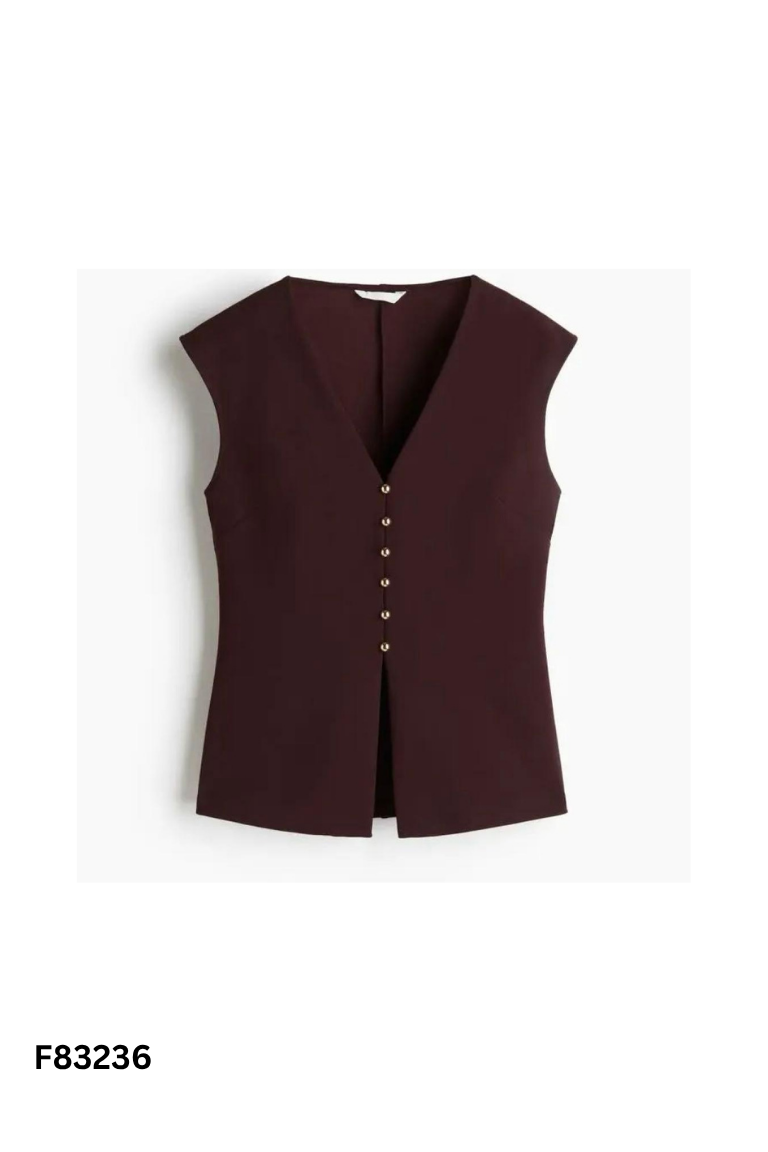 Áo gile nâu H&M cúc vàng