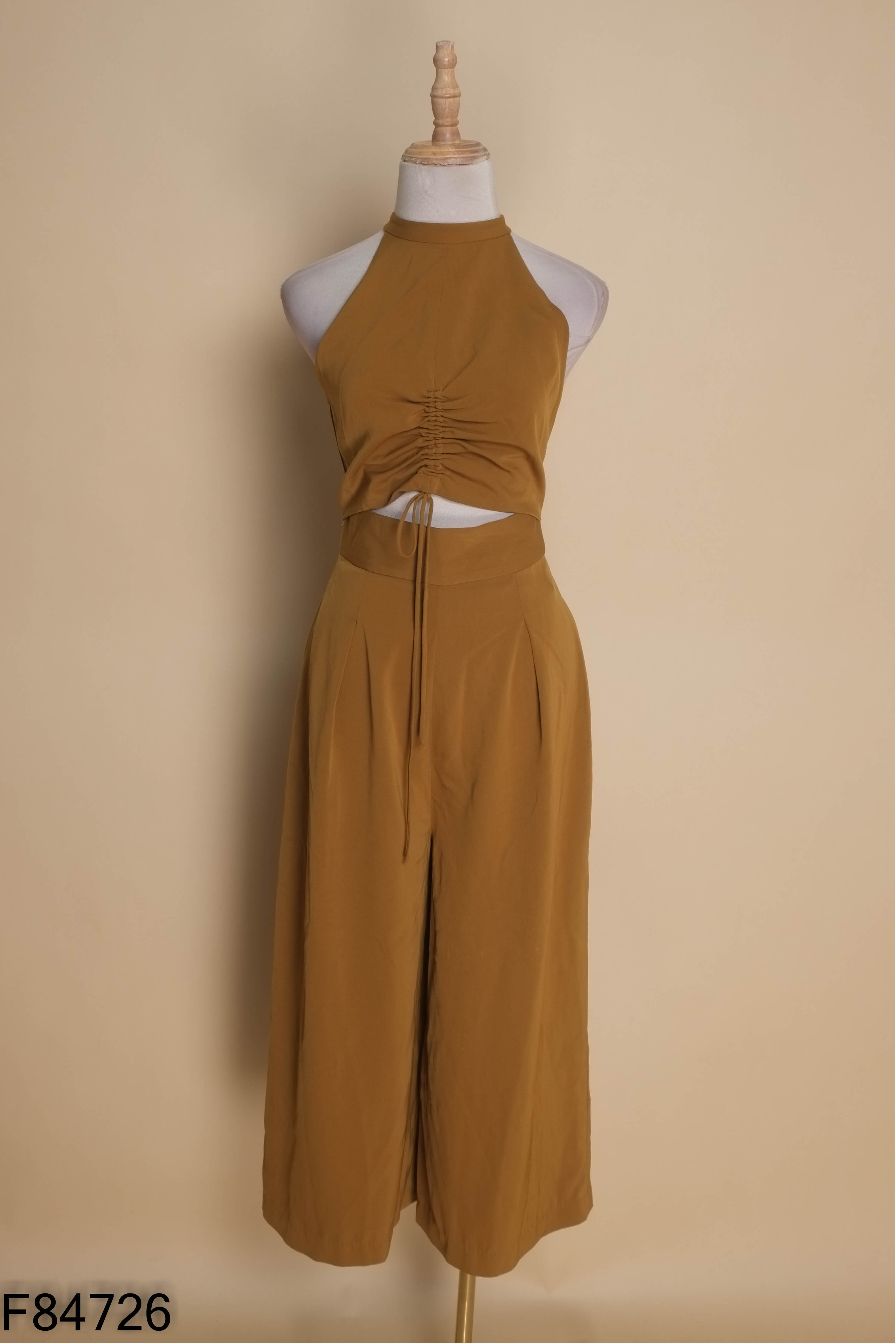 Jumpsuits UP TO SECONDS nâu cổ yếm