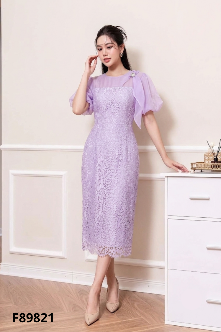 Váy NEM tím phối ren