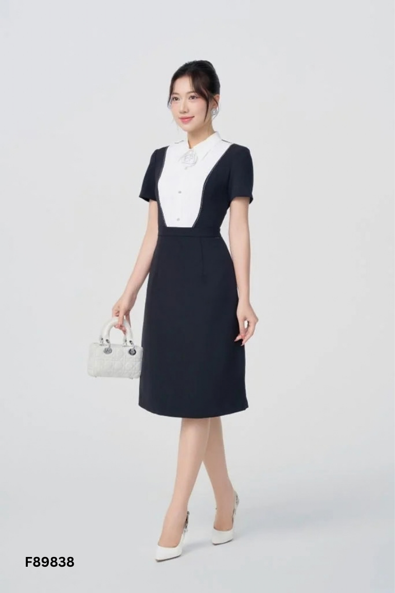 Váy đen NEMNEW cổ đính hoa