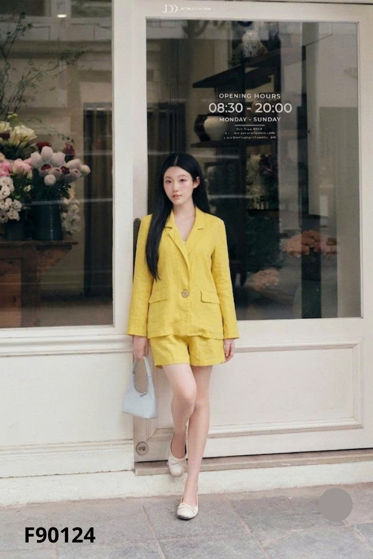 Set Áo linen GERME vàng + quần shorts