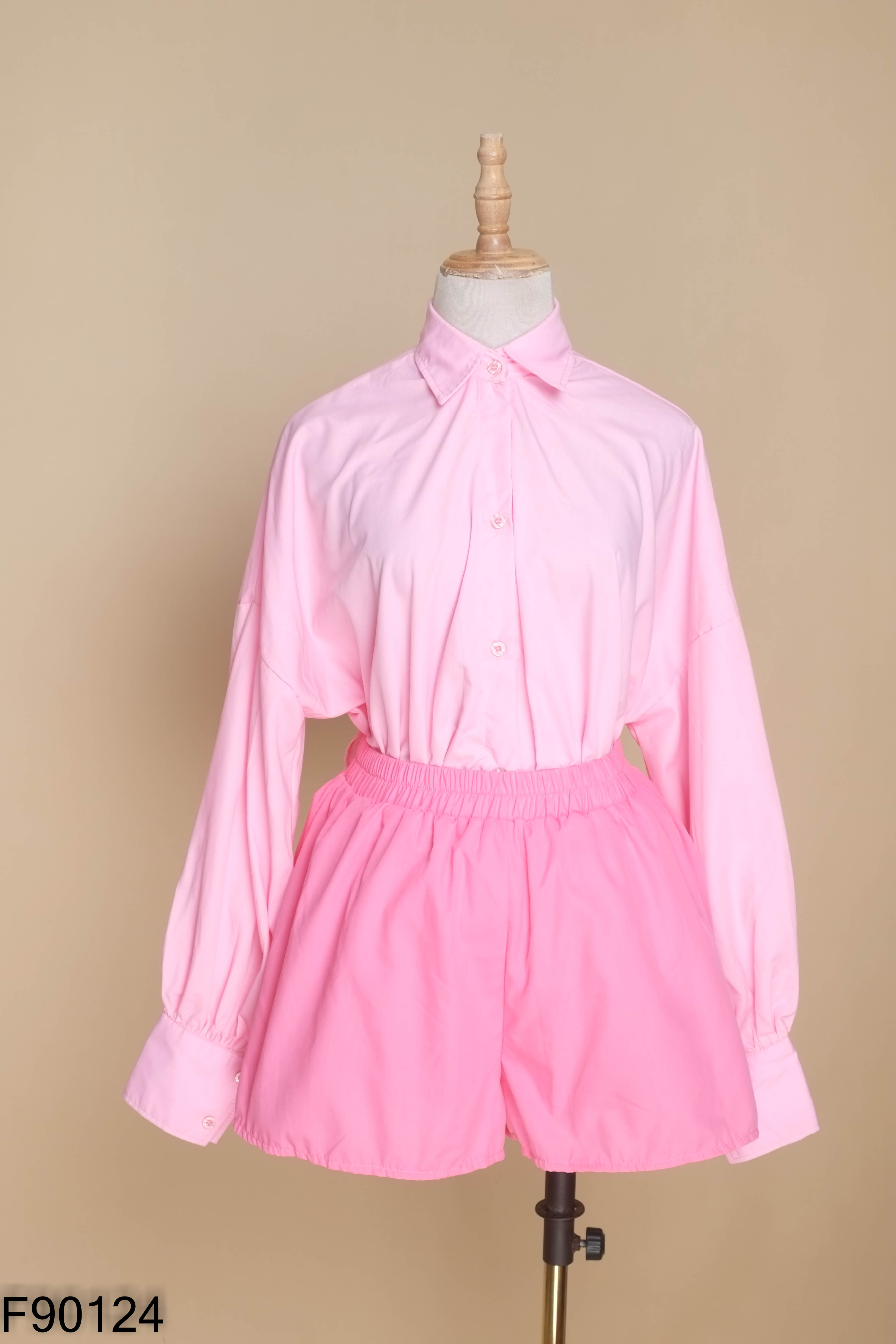 Set Áo sơ mi hồng + quần shorts