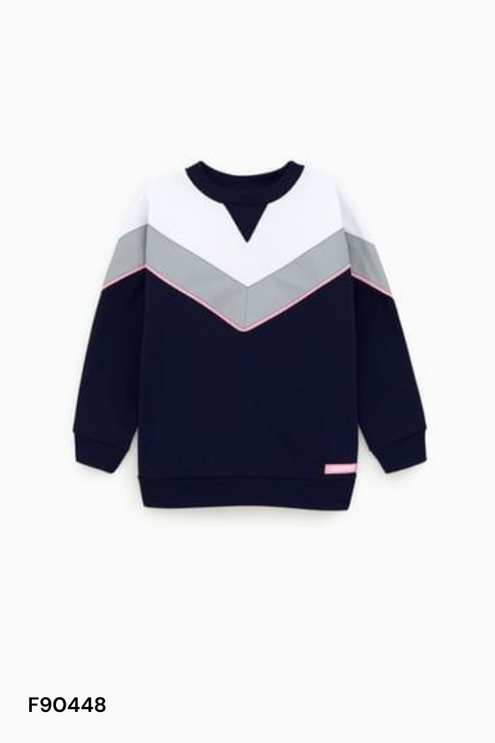 Áo ZARA nỉ trắng phối xanh xám