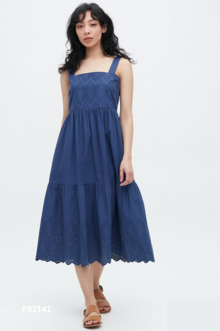 Váy dây xanh UNIQLO chun lưng