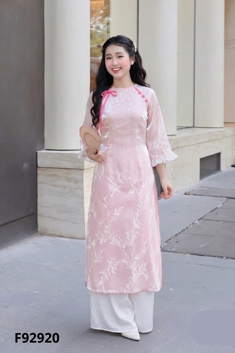 SET áo dài hồng voan bóng+ quần