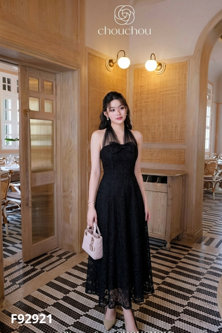 NEWTAG CHOU váy lưới đen
