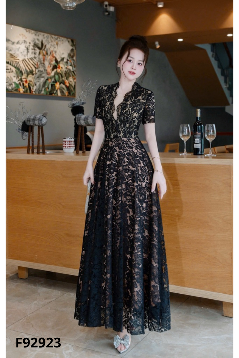Váy TÂM ANH lưới đen dài