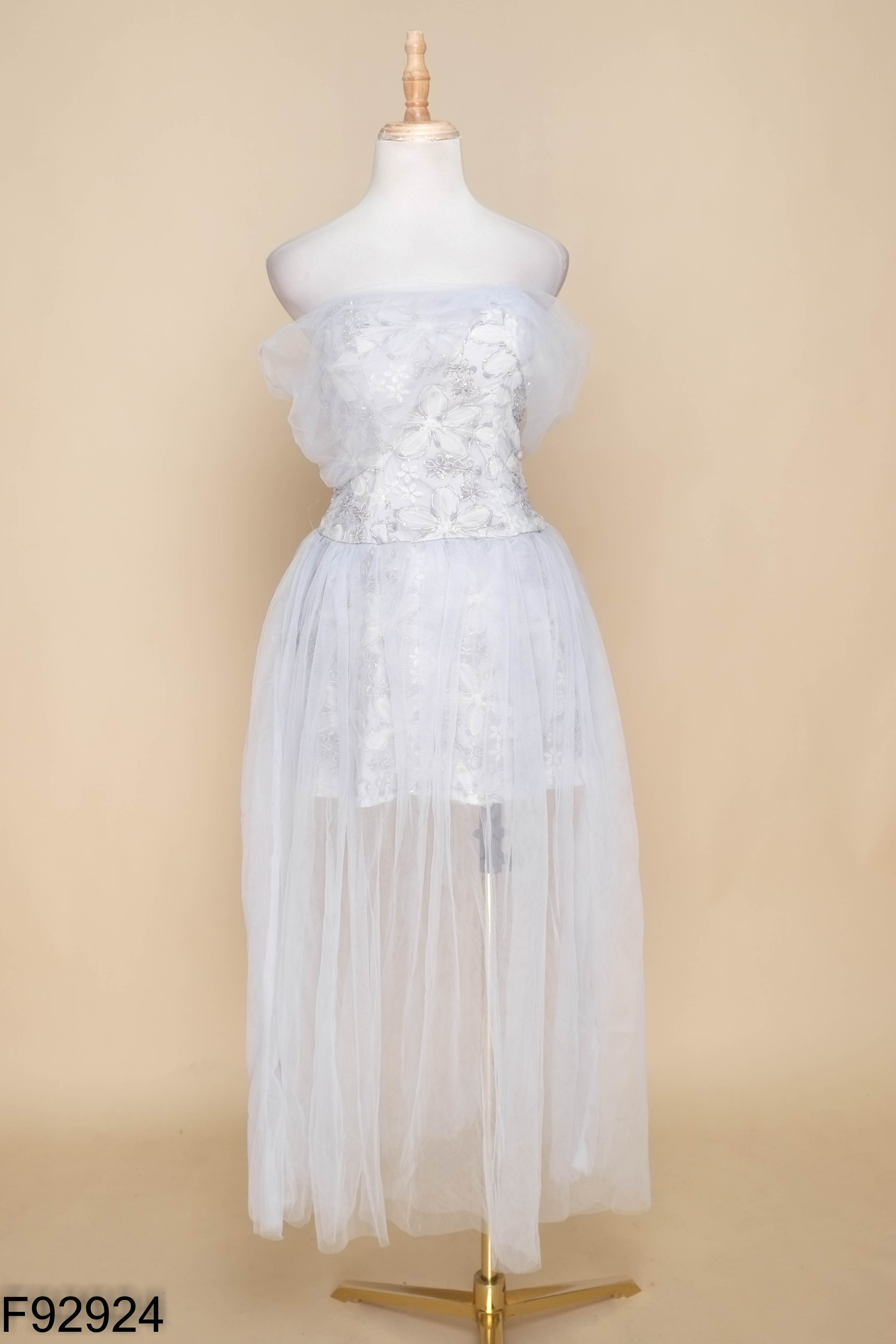 NEWTAG Váy lưới xanh cúp ngực MUỐI DESIGN