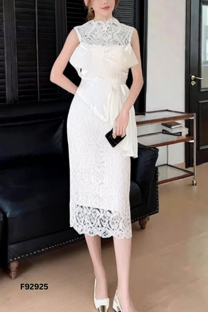Váy ren be phối organza