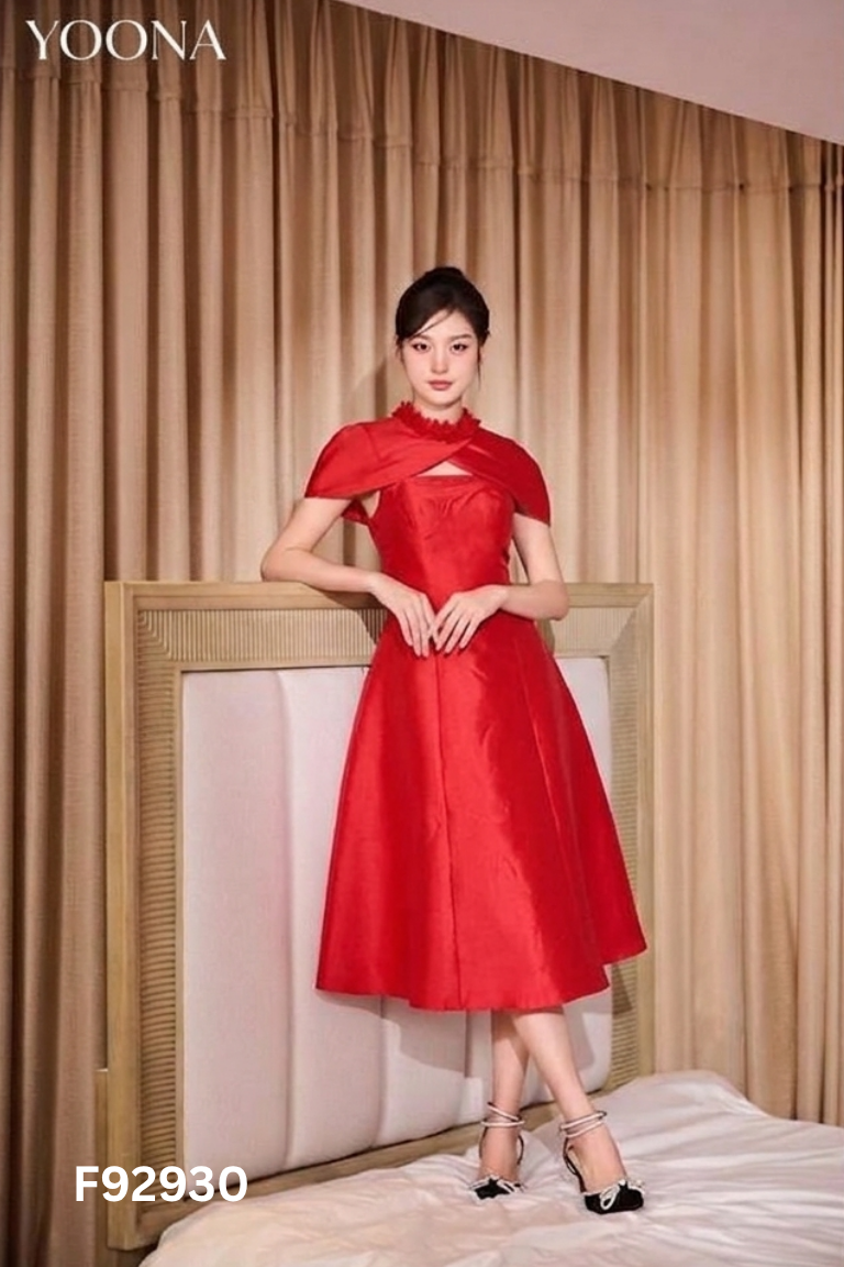 NEWTAG LAN HƯƠNG set váy đỏ+tay áo