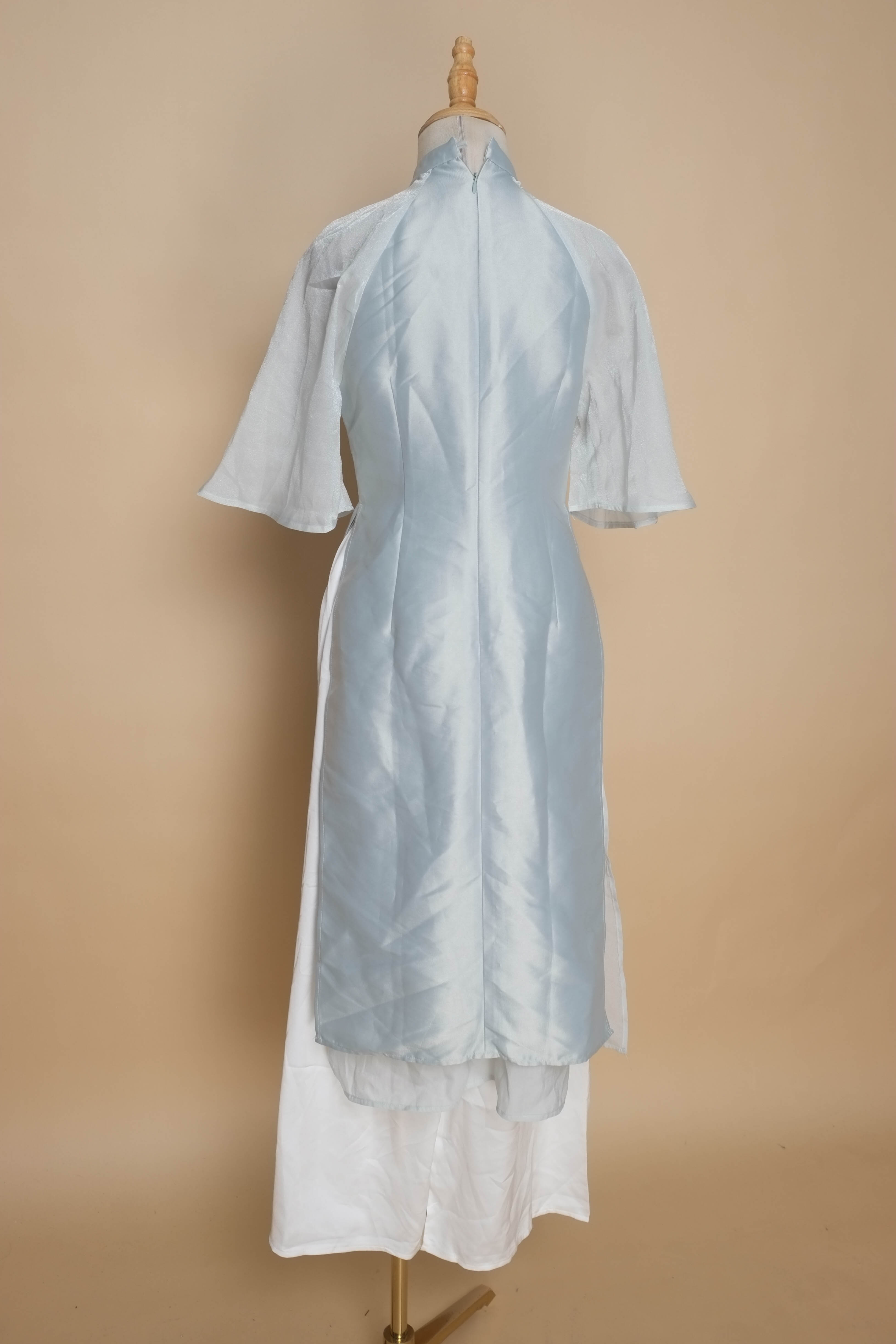 SET áo dài CAMILLE xanh đính hoa+ quần