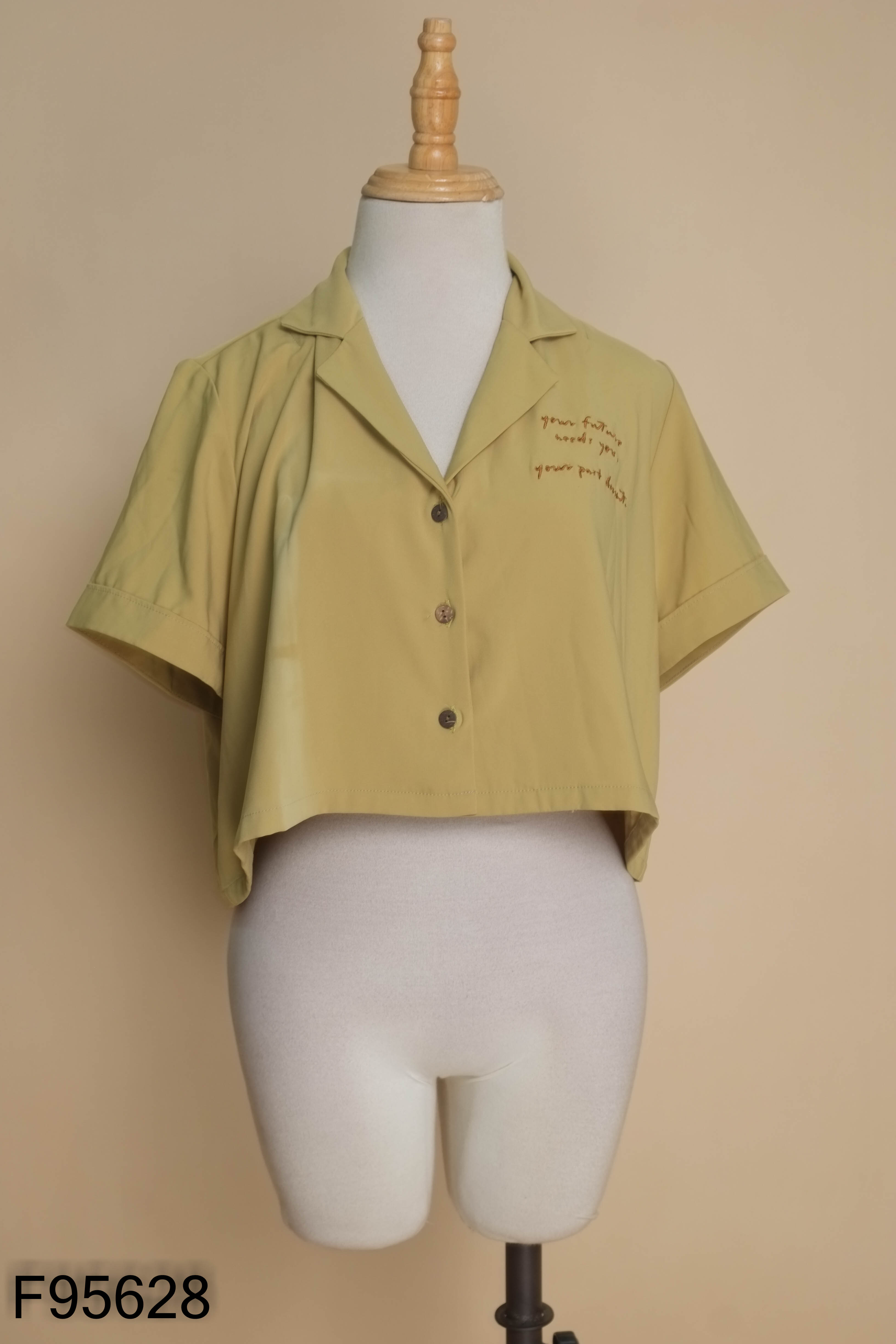 Áo sơ mi croptop xanh MIỀU