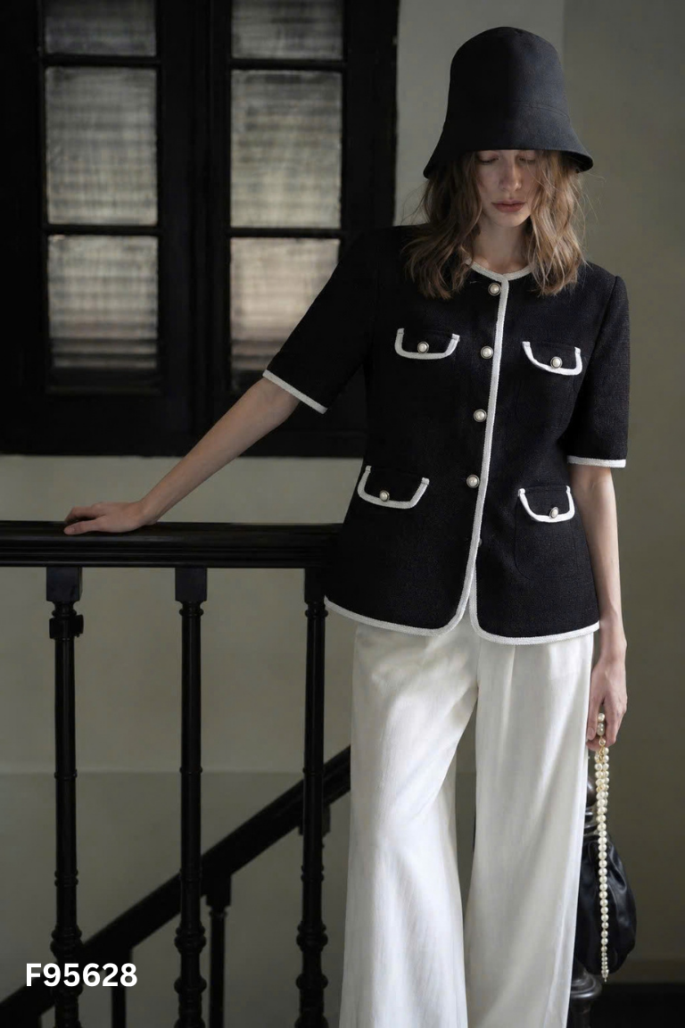 Áo tweed đen HANG STUDIO viền trắng