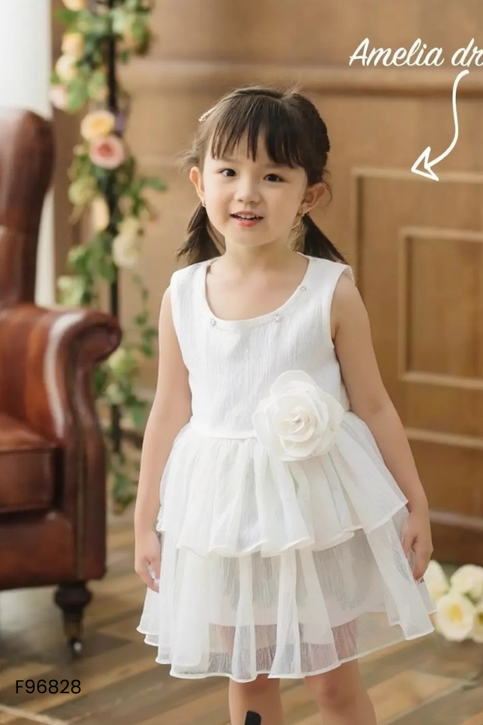 Váy trắng đính hoa KIDS