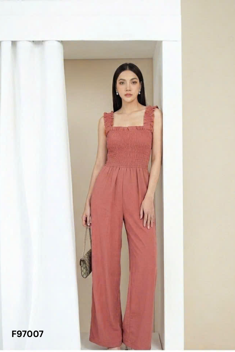 Jumpsuits hồng đất chun ngực