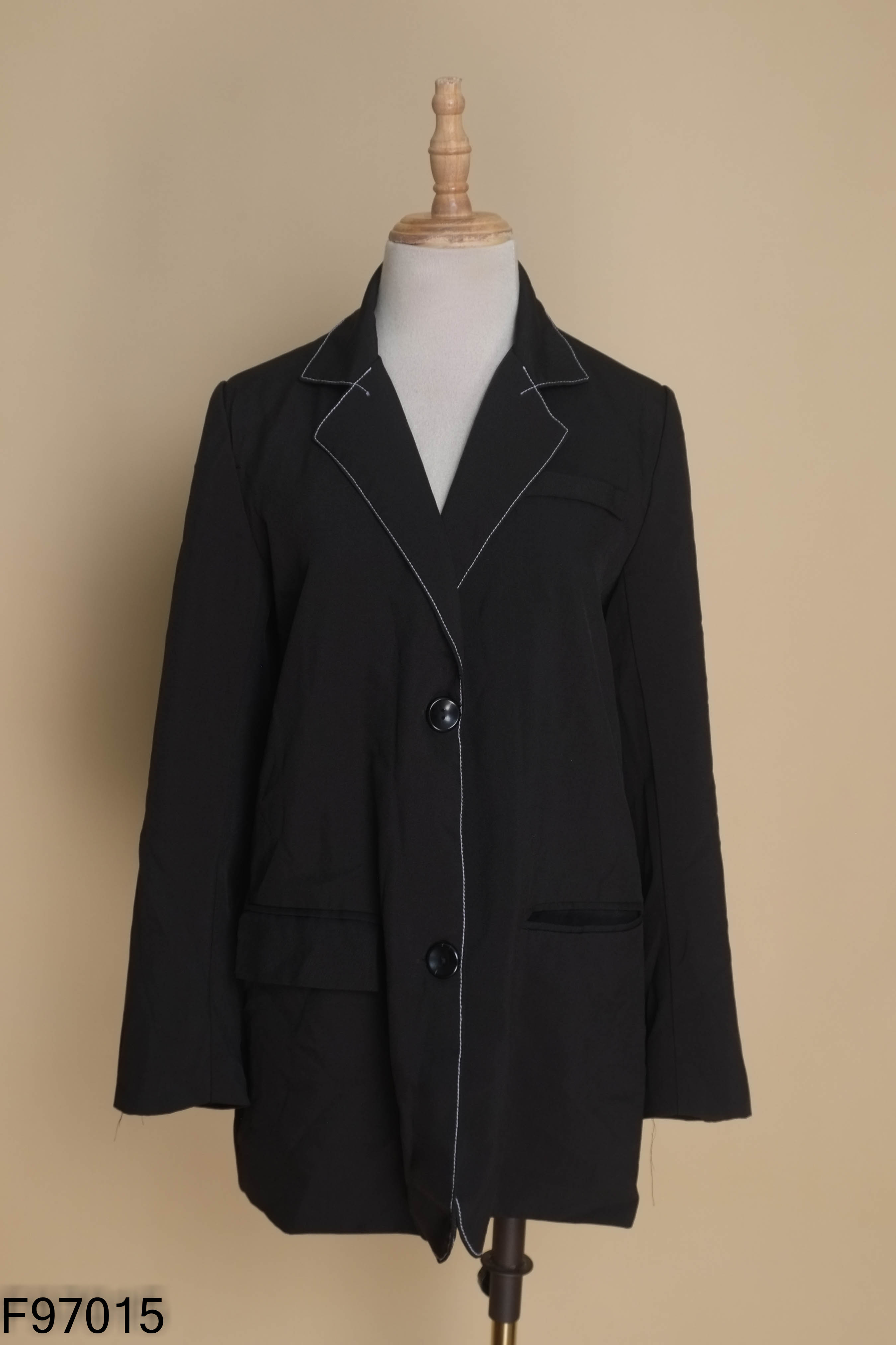 Áo khoác vest SHINE đen chỉ trắng