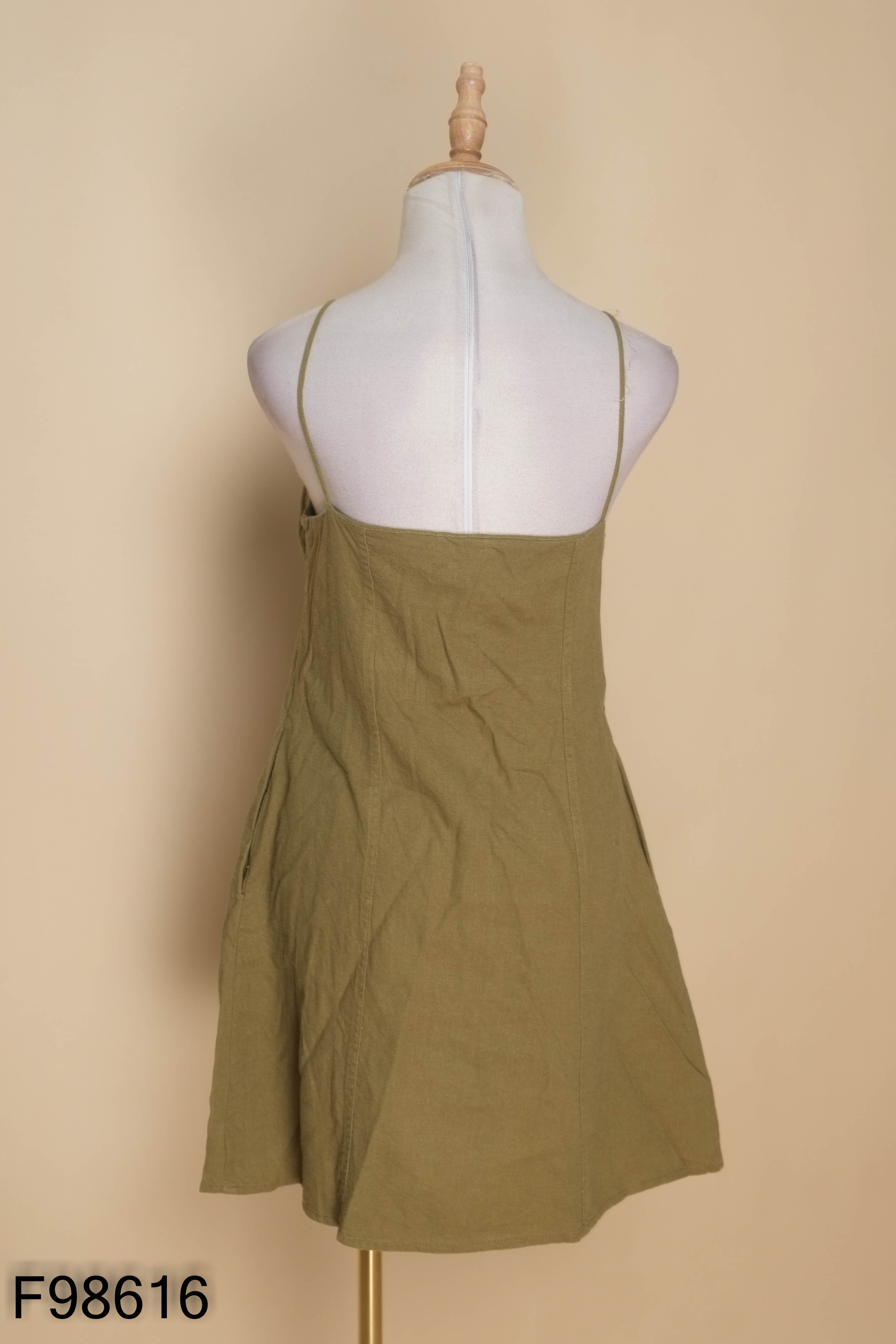 Váy hai dây linen LIBE rêu