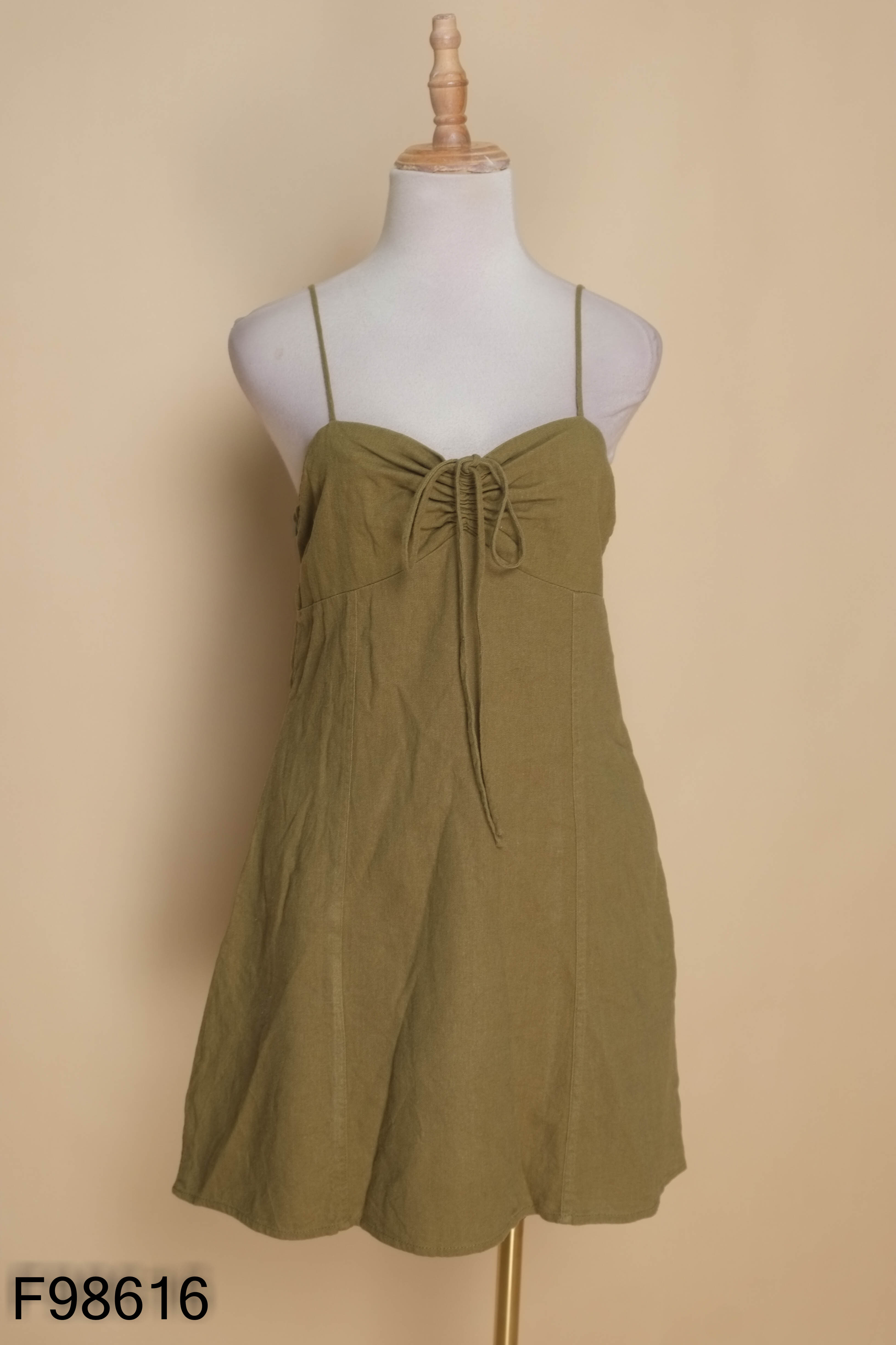 Váy hai dây linen LIBE rêu