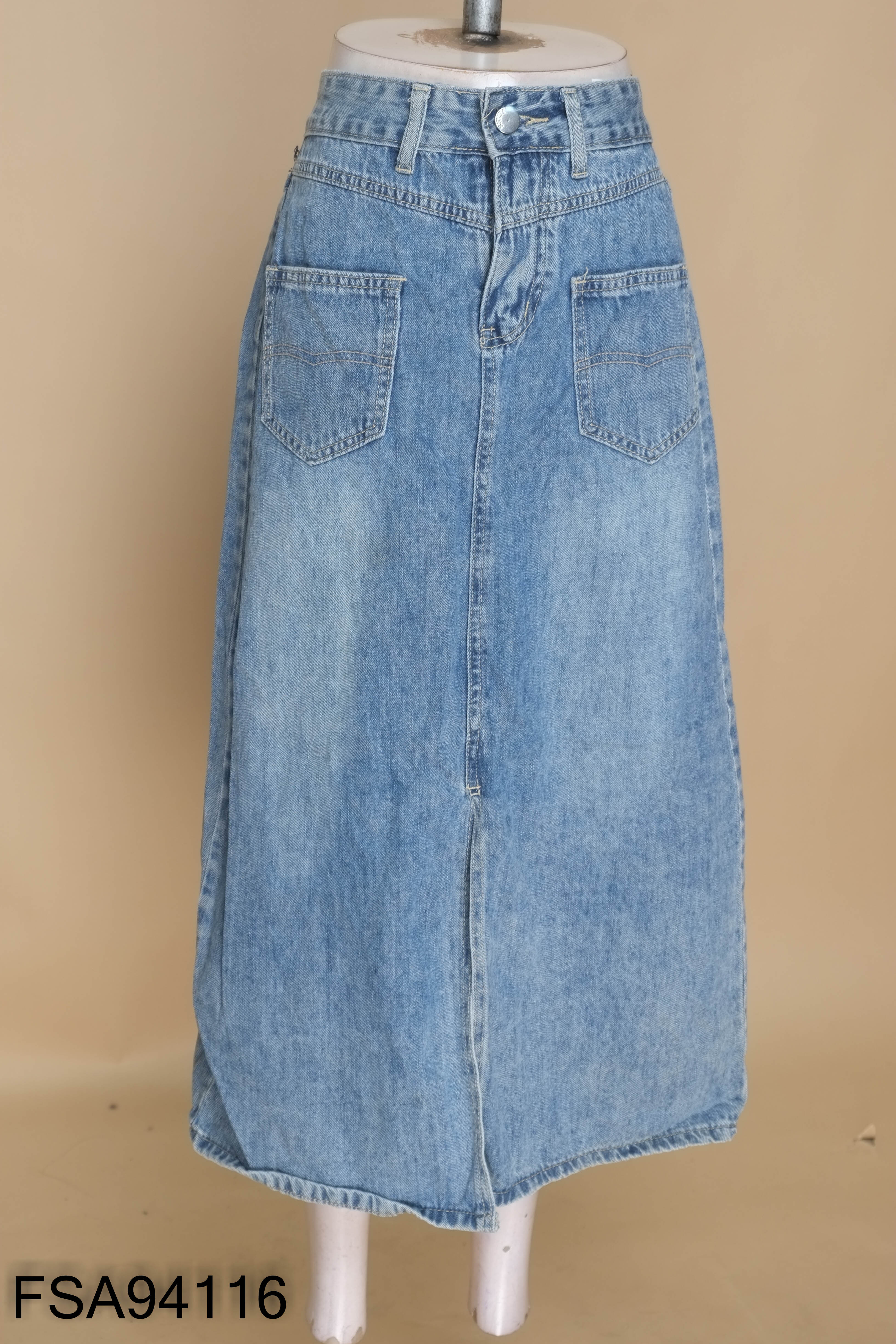 Chân váy jeans xanh dài