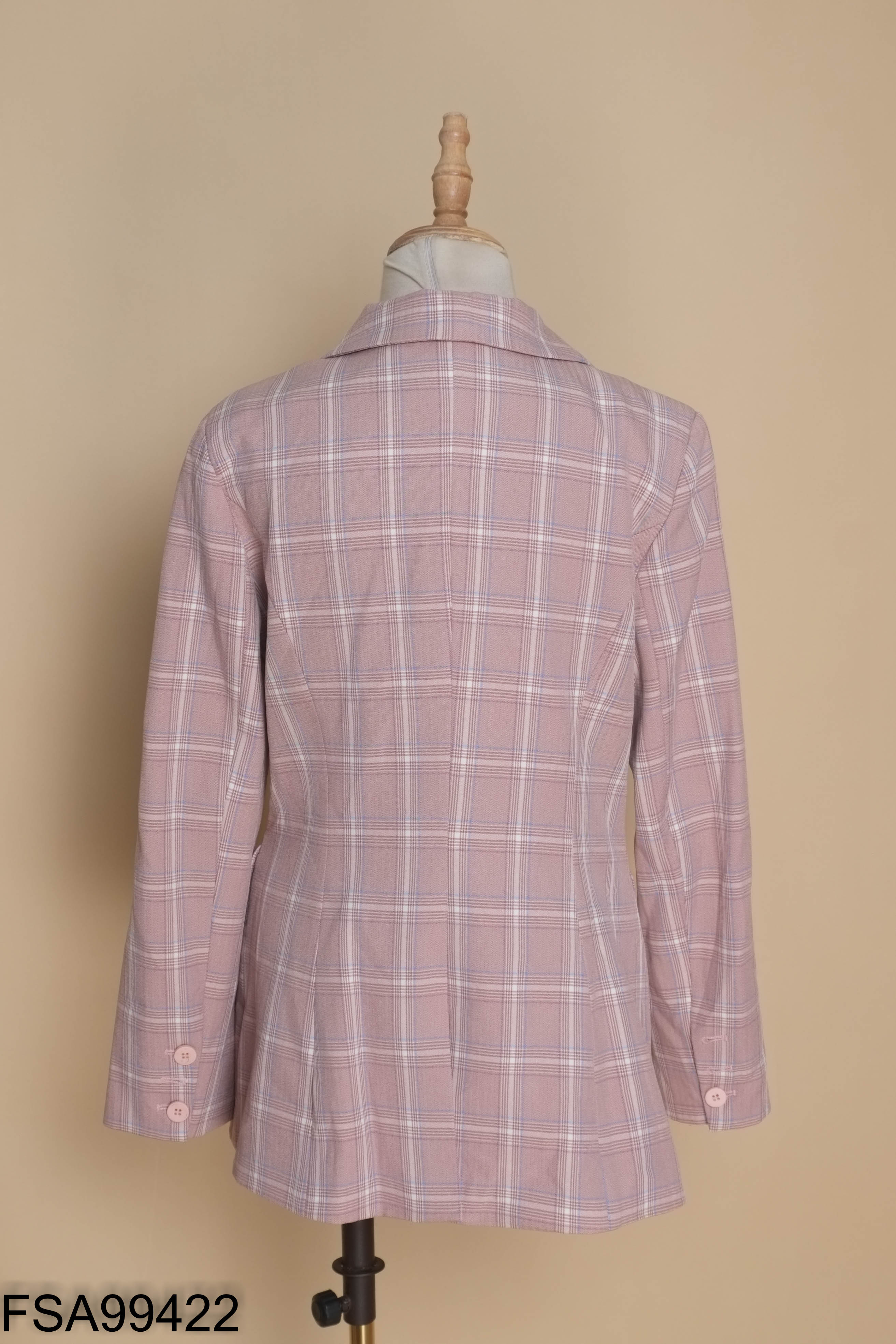 Áo blazers hồng kẻ caro