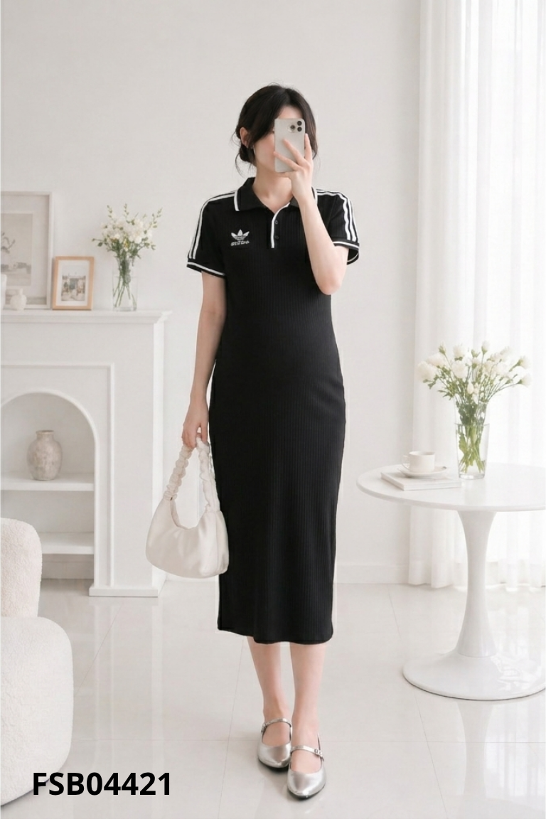 Váy đen kẻ trắng