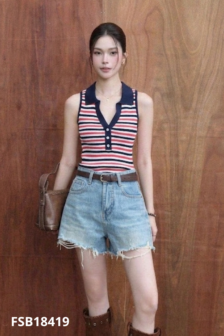 Quần short jean xanh