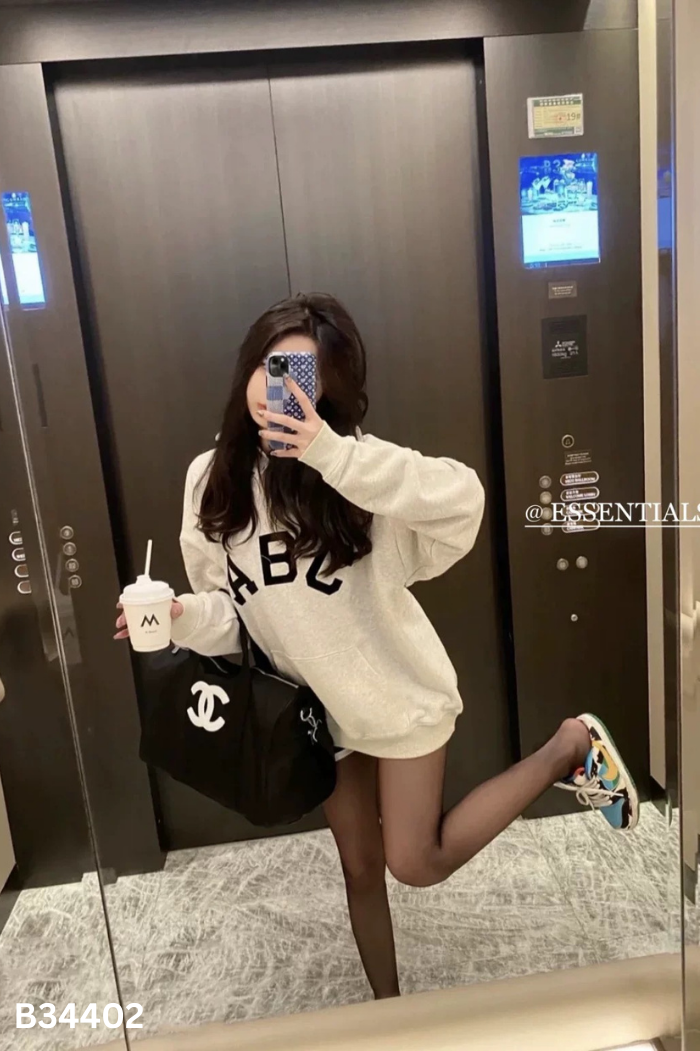 Áo nỉ hoodie xám tiêu