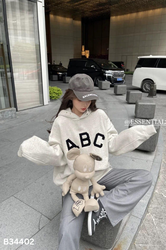Áo nỉ hoodie xám tiêu