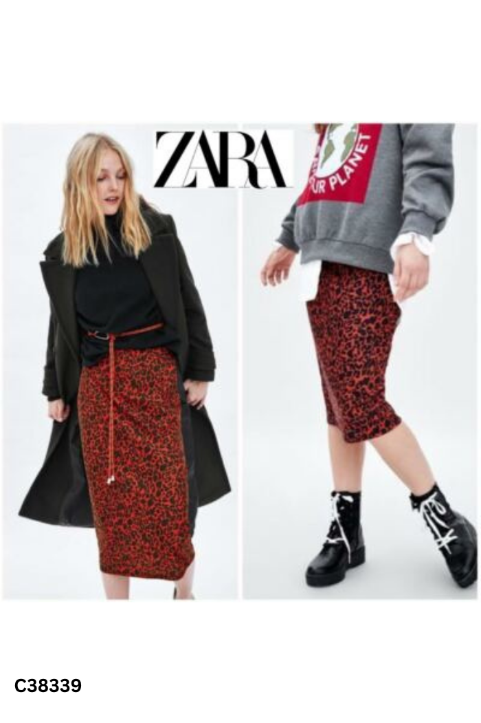 Chân váy ZARA (xuất) cam chấm đen