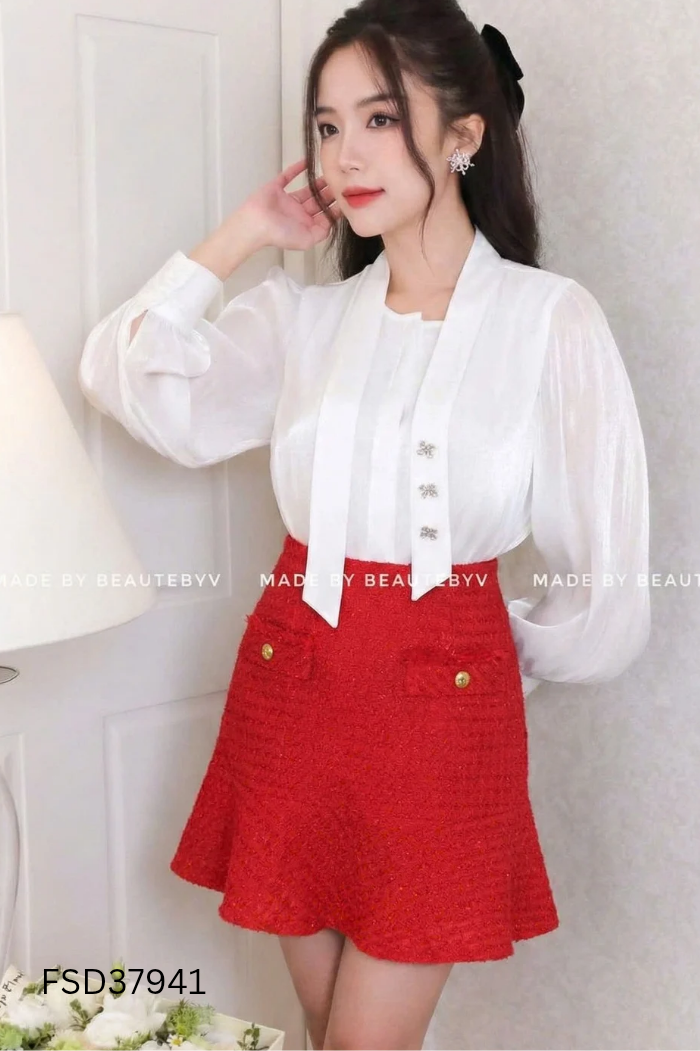 Chân váy BEAUTE by V dạ đỏ