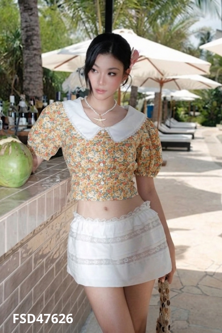 Áo be hoa cổ sen