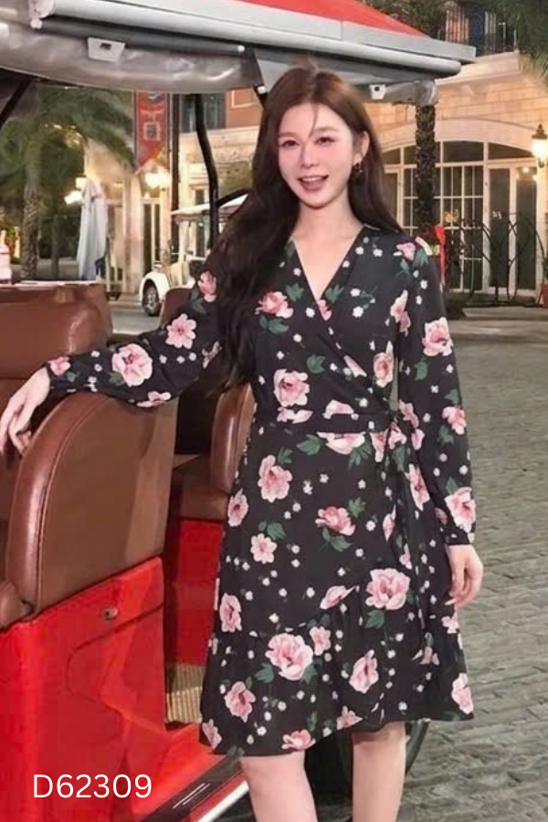 Váy NẮNG VÀNG đen họa tiết hoa