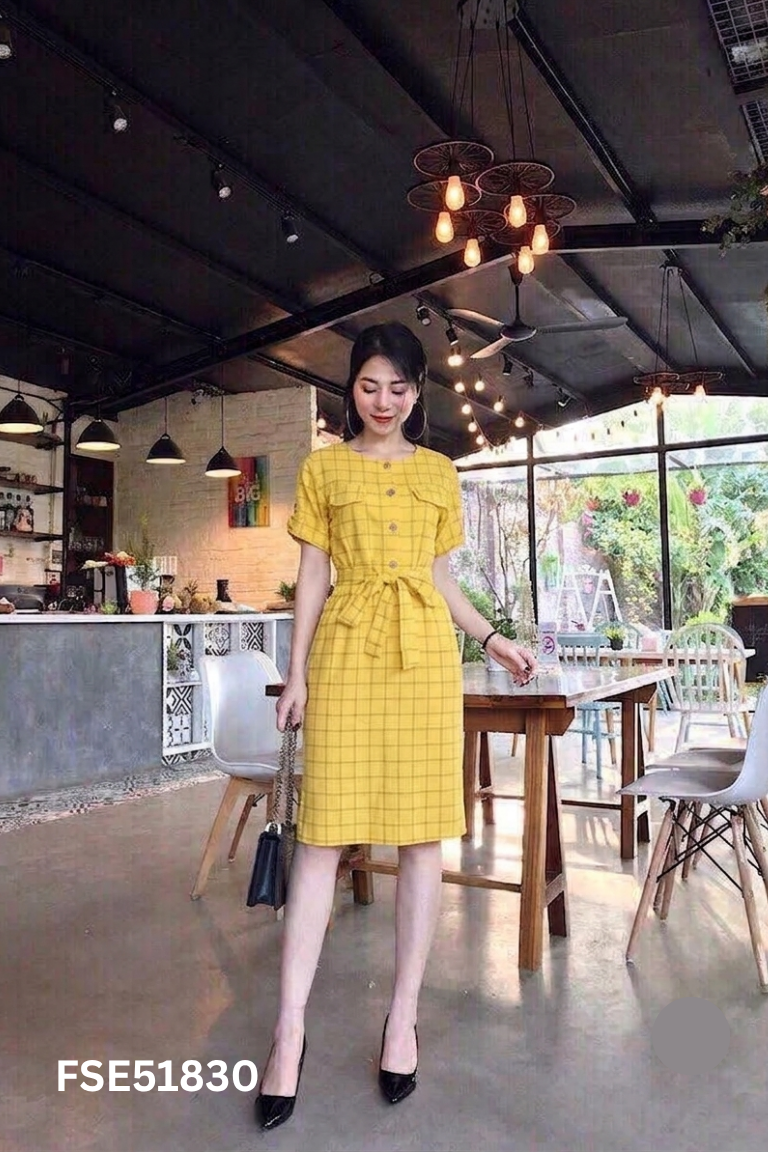 Váy CARDINA vàng kẻ caro