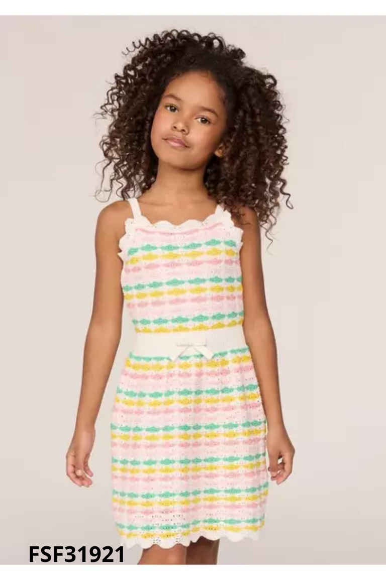 Váy len trắng kẻ KIDS