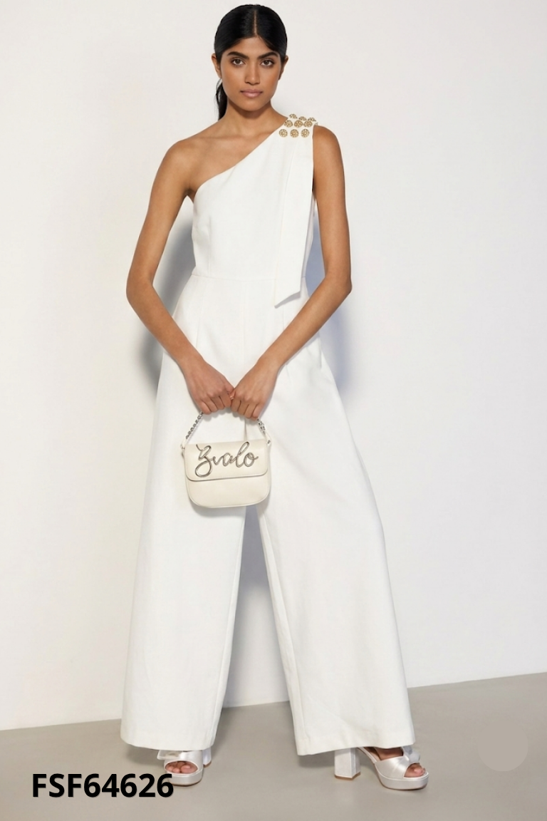 Jumpsuits ANNE&GRACE trắng kem lệch vai