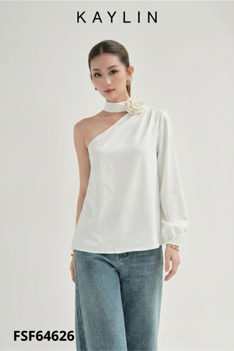 Áo KIỀU lệch vai be