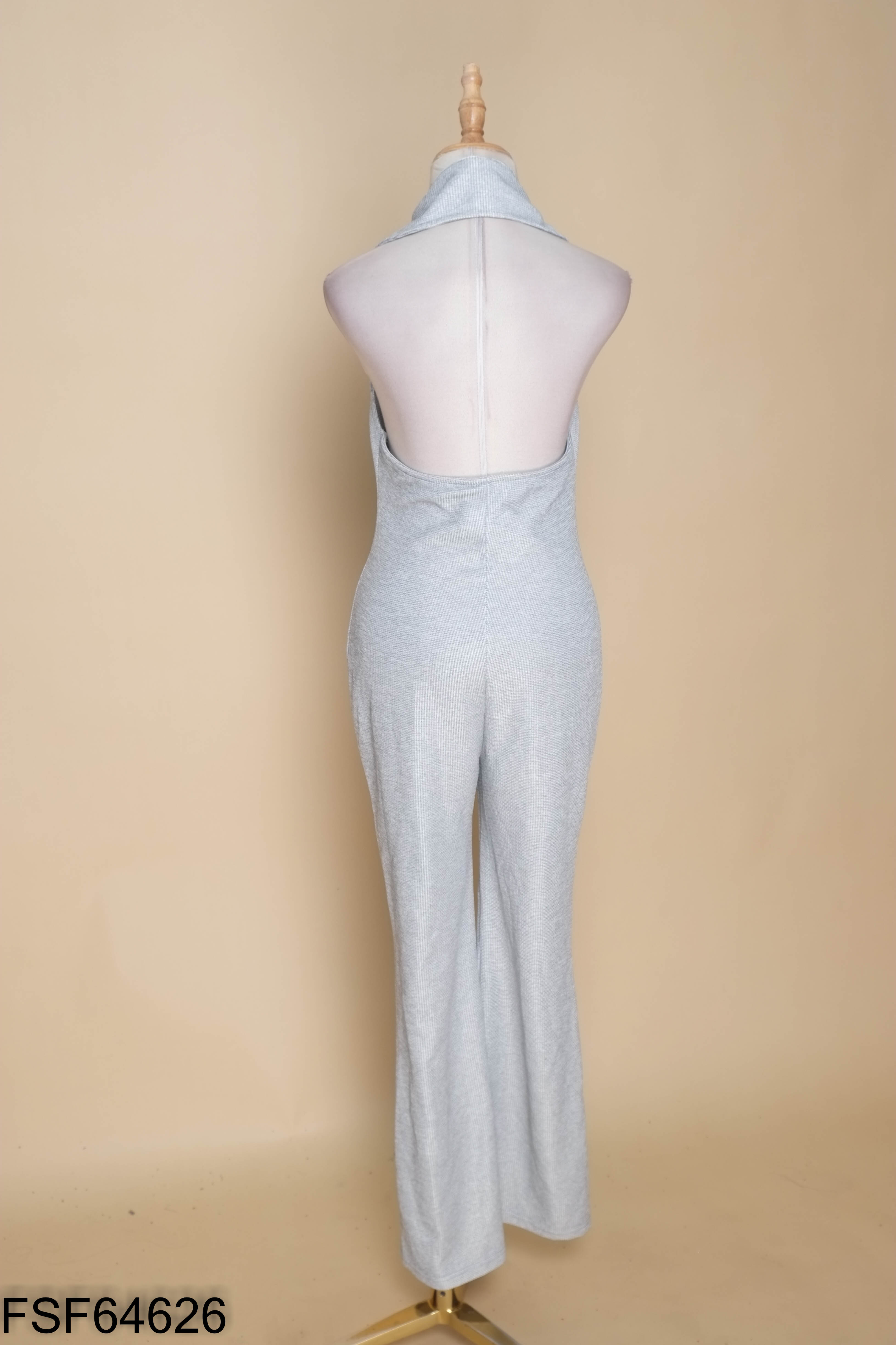 Jumpsuits xám cổ sơ mi