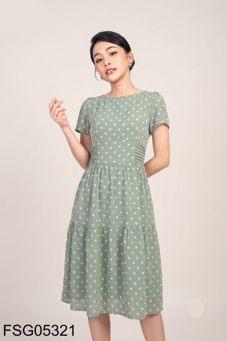 Váy NẮNG VÀNG xanh chấm bi