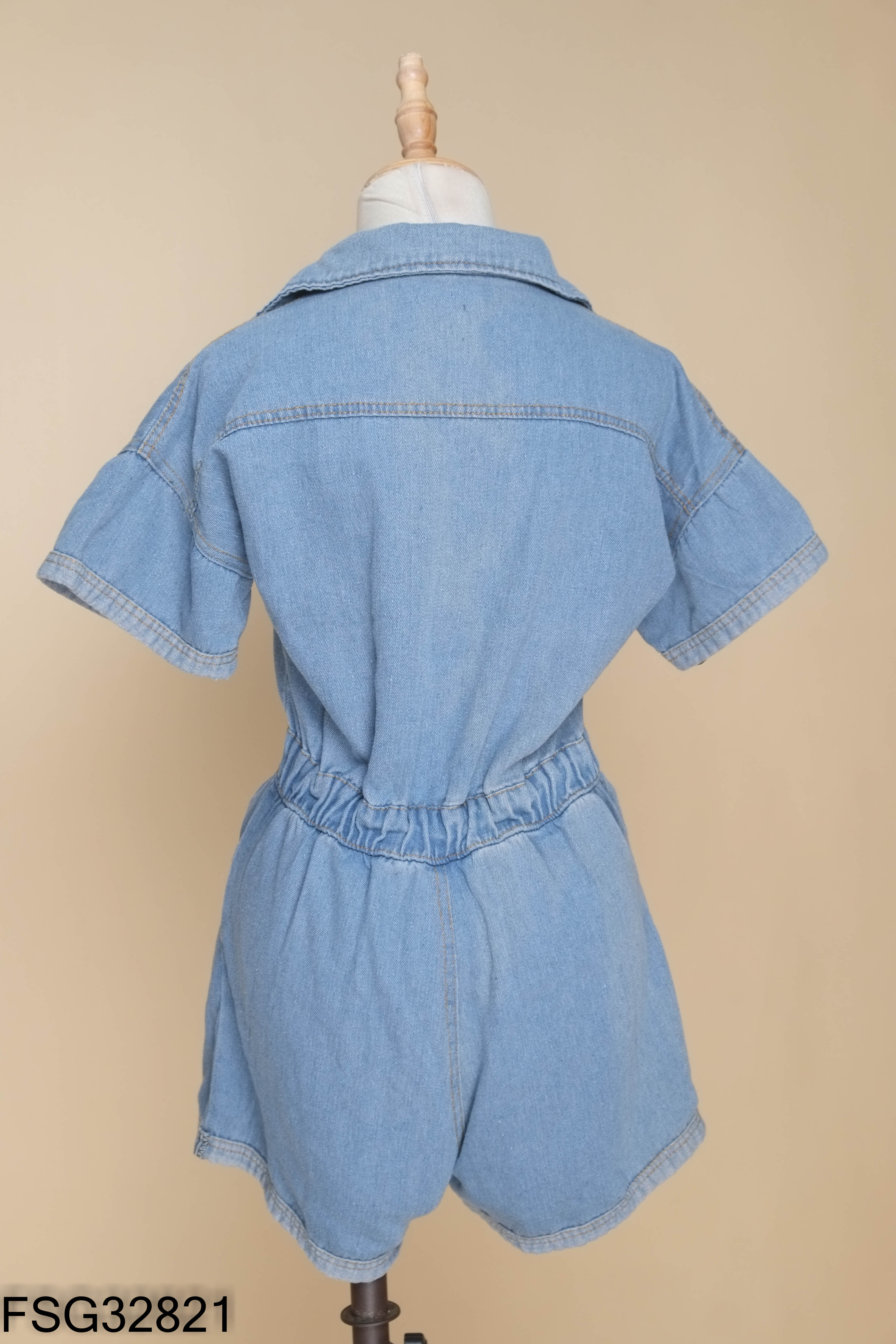 Jumpsuit jean xanh trơn