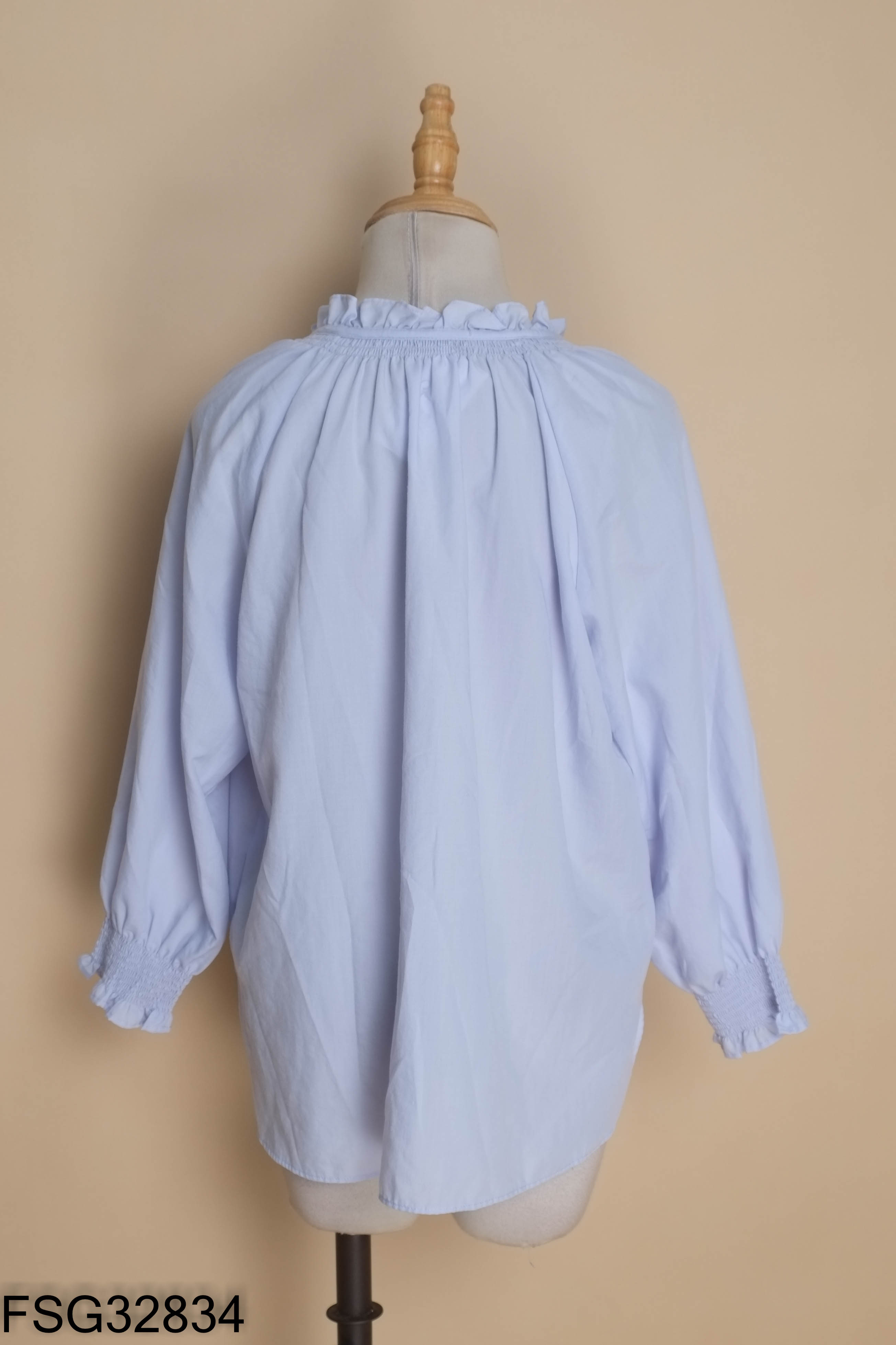 Áo babydoll xanh nhún tay