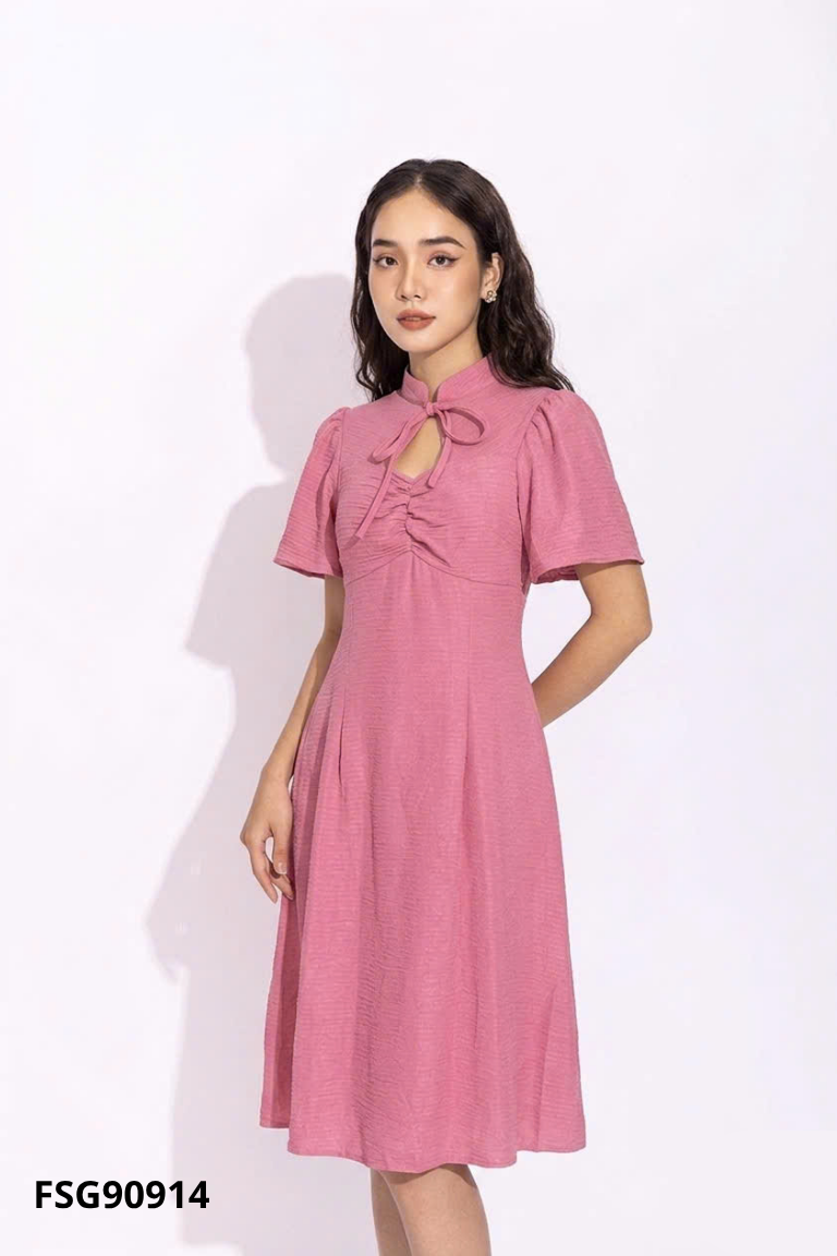 NEWTAG Váy hồng nhăn
